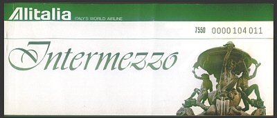 ALITALIA - 1981 INTERMEZZO TICKET - VERY RARE