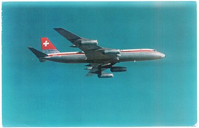 SWISSAIR - 1960'S - CONVAIR 990 CORONADO POSTCARD