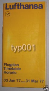 LUFTHANSA - 1977 WINTER SYSTEM TIMETABLE