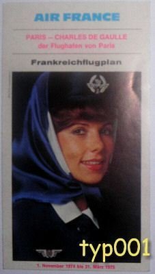 AIR FRANCE - 1974-75 FRANCE - GERMANY TIMETABLE