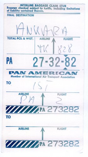 PAN AM - 1962 INTERLINE BAGGAGE CLAIM STUB TO ISTANBUL & ANKARA - TURKEY