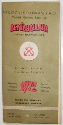 TURKISH MARITIME LINES - 1972 INTERNAL LINES SAILING SCHEDULE