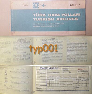 TURKISH AIRLINES - 1972 IZMIR - ISTANBUL - IZMIR RETURN TICKET