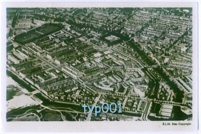 KLM - 1948 AMSTERDAM AERIAL VIEW B&W REAL PHOTO POSTCARD