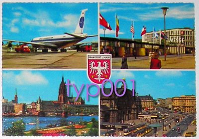 PAN AMERICAN WORLD AIRWAYS - 1969 B-707 FOUND THE FRANKFURT AIRPORT MULTIVIEW POSTCARD