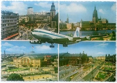 PAN AMERICAN WORLD AIRWAYS - 1969 B-707 LOST OVER FRANKFURT MULTIVIEW POSTCARD