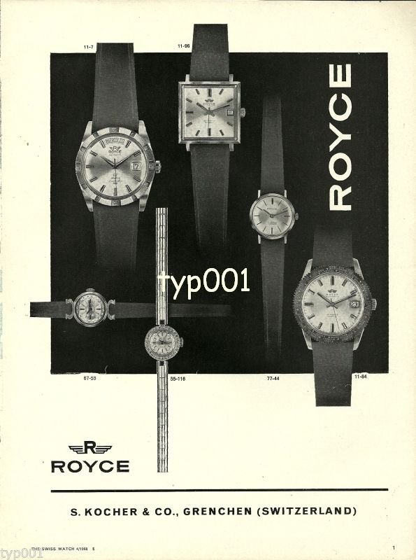 ROYCE - 1968 - VINTAGE SWISS WATCHES PRINT AD