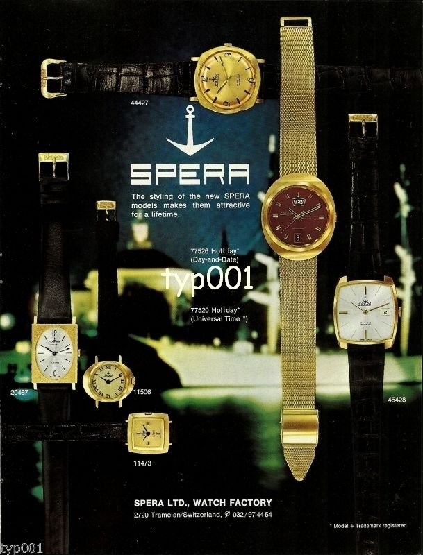 SPERA - 1968 - ATTRACTIVE STYLING WATCH VINTAGE PRINT AD