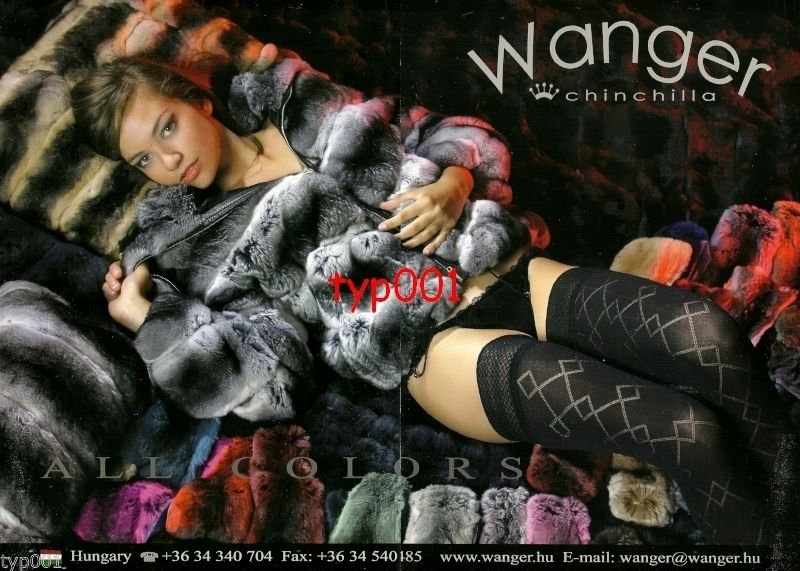 WANGER FURS - 2010 - SEXY LADY IN CHINCHILLA FUR COAT PANTIES HOSIERY PRINT AD