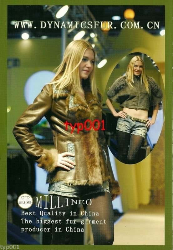 MILLINEO - 2010 - SEXY LADY IN LEATHER & FUR COAT JEAN SHORTS HOSIERY PRINT AD