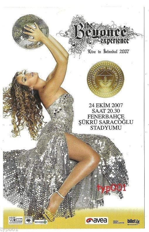 FENERBAHÇE F.C. TURKEY 2007 - 100. ANNIVERSARY BEYONCE CONCERT FLYER CARD