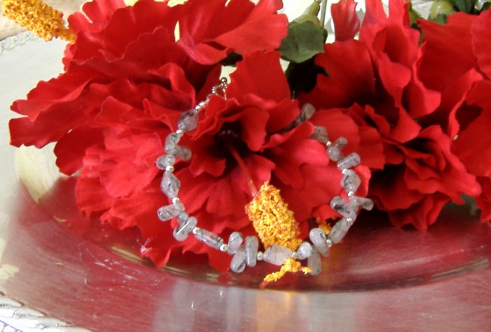 FREE SHIPPING Rutillated quartz beads bracelet