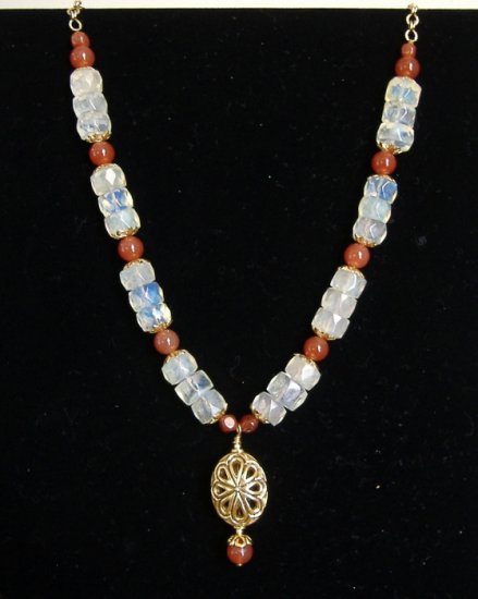FREE SHIPPING Pineapple quartz and carnelian necklace