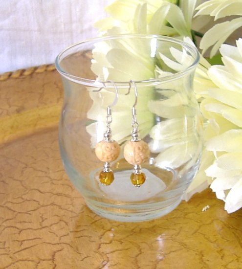 FREE SHIPPING Carved bone earrings