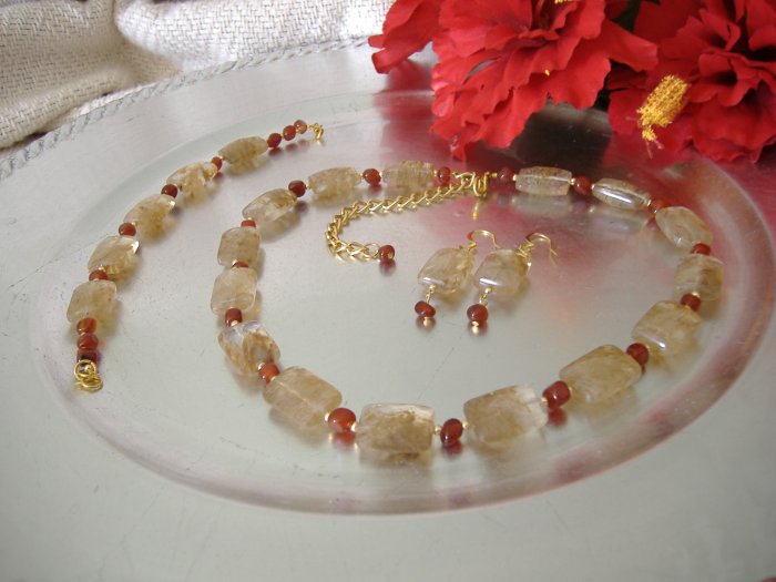 FREE SHIPPING Coffee Quartz and carnelian set