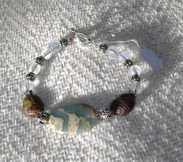 FREE SHIPPING Very beautiful impression jasper and jasper scarabs bracelet Gotta See