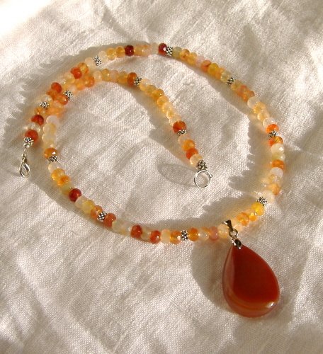 FREE SHIPPING Cranelian and red agate necklace