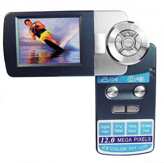 Palm Sized Digital Video Camera - 2.5 Inch TFT LCD Rotating Screen - WebCam