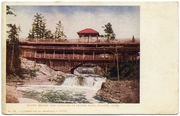 Rustic Bridge & Pavilion in Lester Park, Duluth, MN pre-1910