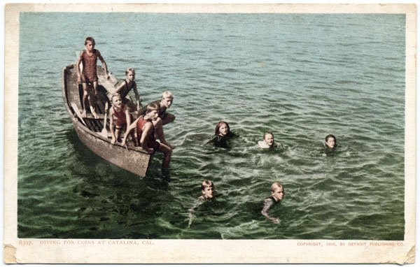 Diving for Coins at Catalina, CA c1905