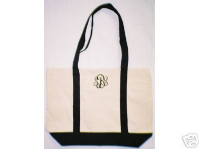 black /Natural tote bag with embroidery Name or monogram