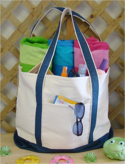 large beach tote bag (navy)