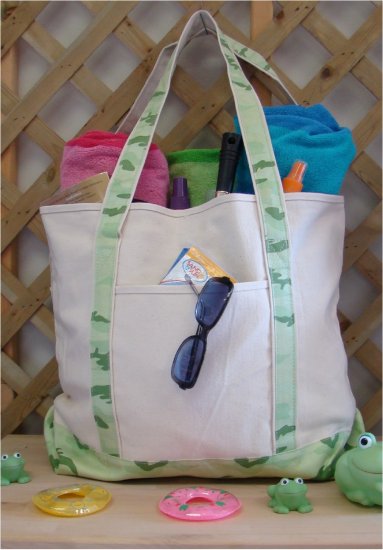 large beach tote bag (Green Camo)