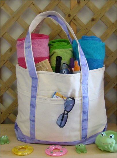 Large beach tote Bag (Violet camo)