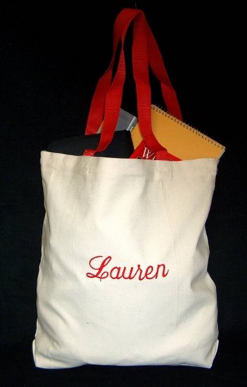 red strap tote