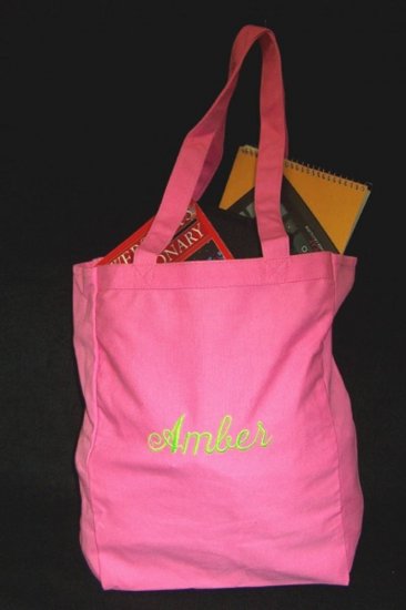 pink book tote bag