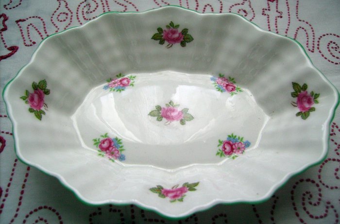 Antique Shelley Bone Chine Rosebud Dish