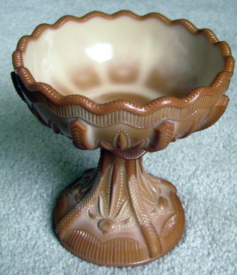 Victorian Greentown Chocolate Slag Cactus Compote