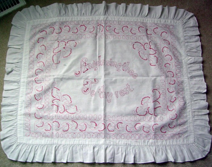 Victorian Antique Turkey Redwork Needlepoint Pillow Top