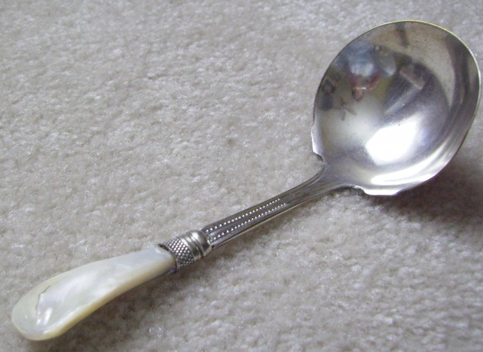 Sterling Silver & Mother of Pearl Large Serving Spoon