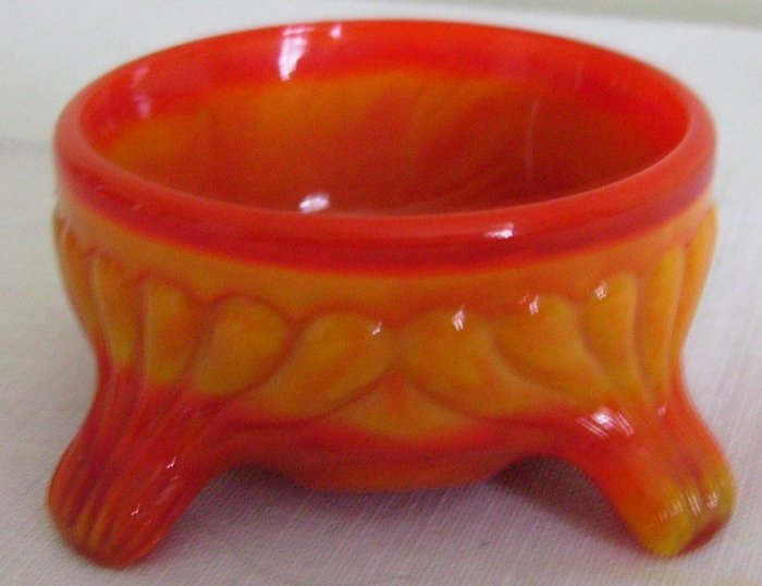 Vintage Orange Slag Glass Open Salt