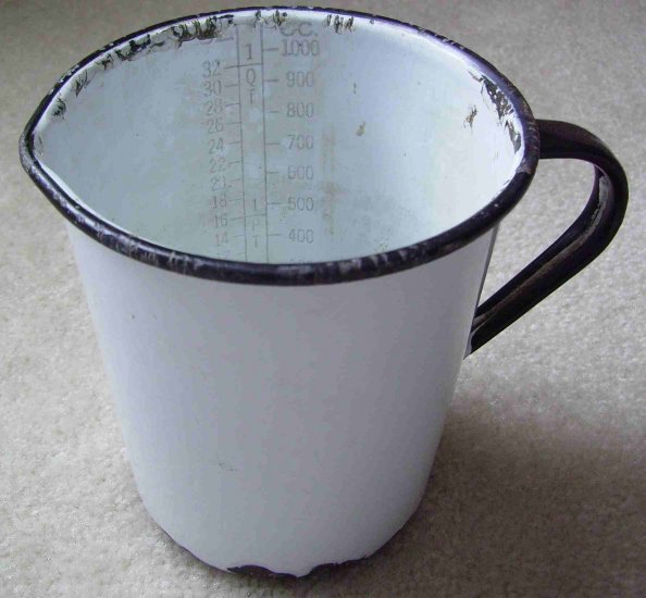 Antique 19C French Enamelware Measuring Cup