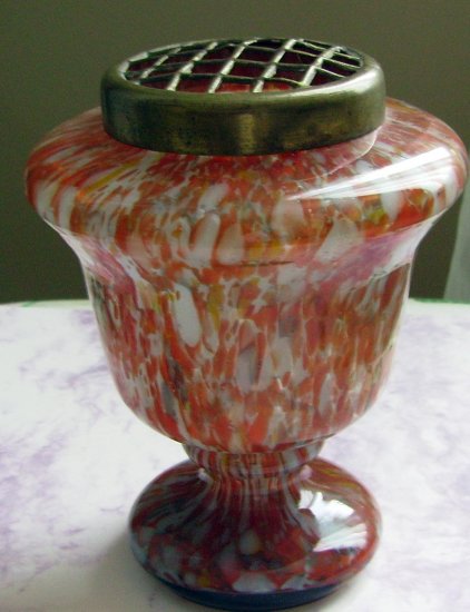 Czech Bohemian End of the Day Glass Flower Frog
