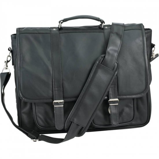 Black Solid Genuine Leather Attaché Case