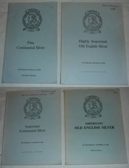 4 Christies English Silver Auction Catalog 1962 - 1968 vintage