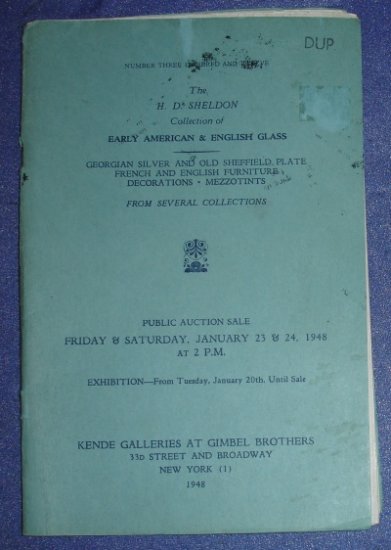 Kende Galleries American & English Glass auction catalog - 1948