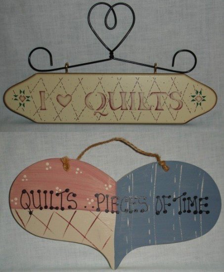 2 wooden quilt plaques - wall hangings
