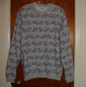 Gray Sweatshirt with Purple Flowers Women size XL 18