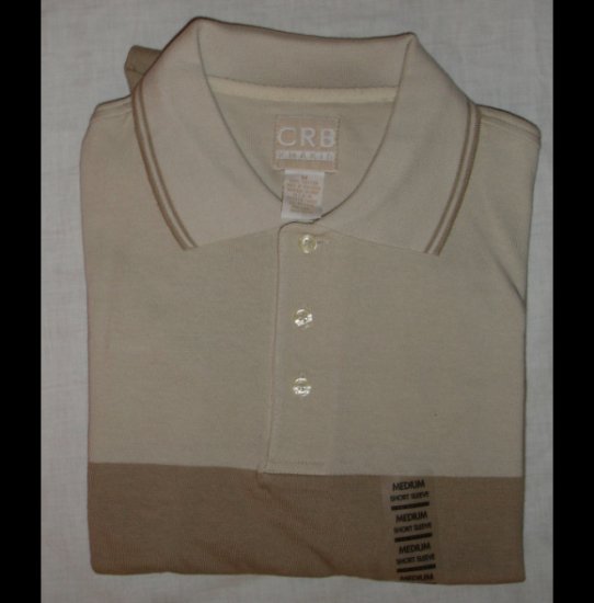 Men's Beige and Tan Collared Short Sleeve Cotton Shirt size M NEW by CRB Khakis
