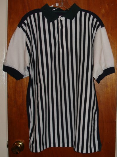 Men's Short Sleeve Shirt blue white and green stripe size M medium by M.E. Sport