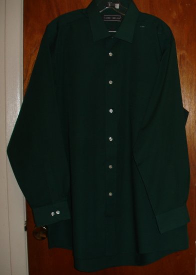 Dark Forest Green Long Sleeve Men's shirt size 17 1/2 34/35 by David Taylor