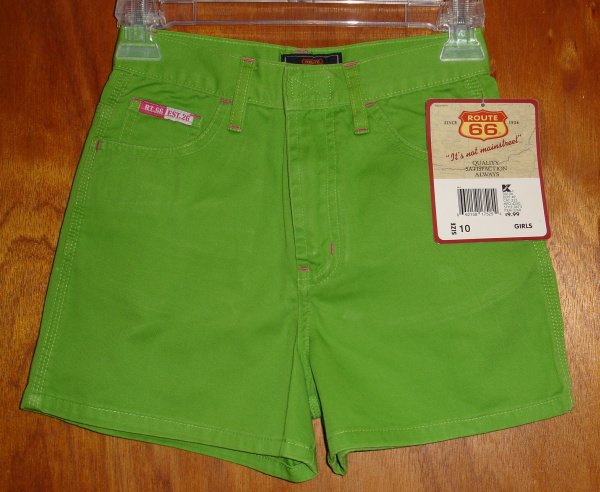 NWT Girl's Route 66 lightweight Lime Green shorts size 10 NEW WITH TAGS