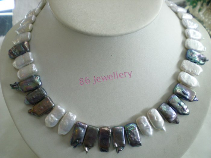 Blue –chip Natural biwa pearl necklace ID 0805-1