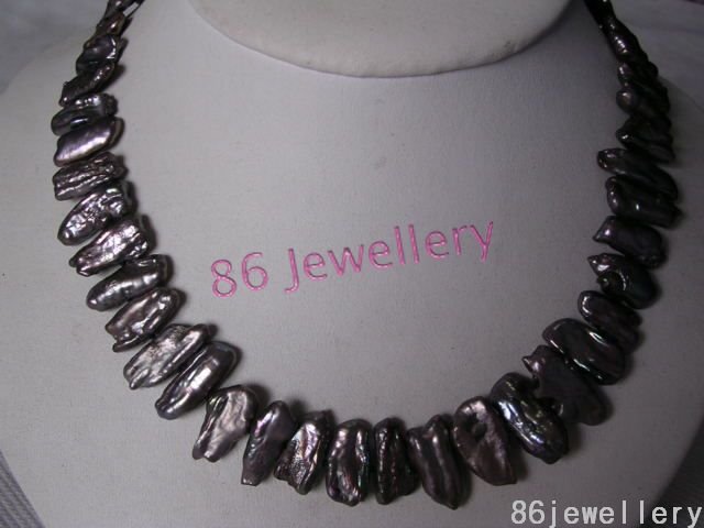 sales promotion:Natural biwa pearl necklace-black ID:0805-3