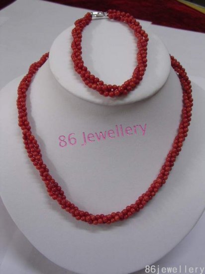 a set natural red coral necklace & pendants ID 0805-18