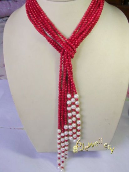 45" 3-strands natural red coral necklace ID0805-19